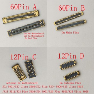 1-5 Chiếc Màn Hình Lcd Sạc Usb Ăng Ten WiFi FPC Kết Nối Cắm Cho Samsung S22 S23 S24 Ultra Plus S921 S926 S928 S906 S901 S918 S911 S916 12 60 Pin Galaxy Sạc Màn Hình Flex