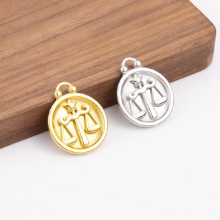 Thép không gỉ Giảm 12 chòm sao Mặt dây chuyền tự làm Phụ kiện trang sức Thẻ tròn vàng 18k hai mặt