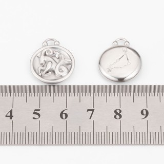 Thép không gỉ Giảm 12 chòm sao Mặt dây chuyền tự làm Phụ kiện trang sức Thẻ tròn vàng 18k hai mặt