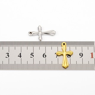 Mặt dây chuyền chữ thập ba chiều bằng thép không gỉ 18K Gold Charms diy Phụ kiện trang sức Vật liệu làm bằng tay