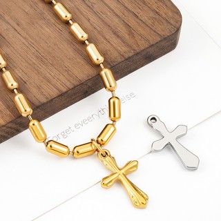 Mặt dây chuyền chữ thập ba chiều bằng thép không gỉ 18K Gold Charms diy Phụ kiện trang sức Vật liệu làm bằng tay