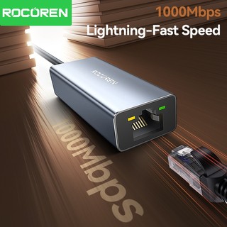Bộ điều hợp mạng Rocoren RJ45 Loại C / USB 3.0 đến 1000 Mbps Gigabit Ethernet Tương thích cho máy tính xách tay TV Box iPad Máy tính Mac OS Windows Linux Android