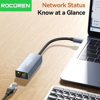 Bộ điều hợp mạng Rocoren RJ45 Loại C / USB 3.0 đến 1000 Mbps Gigabit Ethernet Tương thích cho máy tính xách tay TV Box iPad Máy tính Mac OS Windows Linux Android
