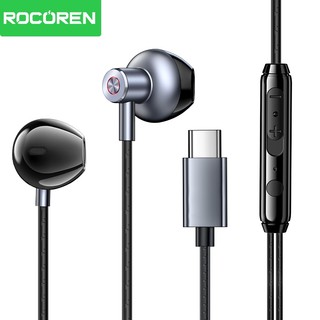 Tai nghe có dây bán trong tai Rocoren Type-C có micrô HD và điều khiển âm lượng cho điện thoại / máy tính xách tay Android
