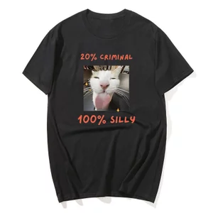 Con mèo ngu ngốc | Meme thiết kế cho Internet Age Generation Áo thun nhại hài hước Thời trang ngộ nghĩnh Áo thun Cotton tay ngắn nam nữ