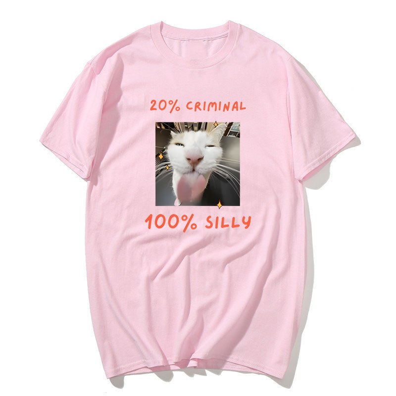 Con mèo ngu ngốc | Meme thiết kế cho Internet Age Generation Áo thun nhại hài hước Thời trang ngộ nghĩnh Áo thun Cotton tay ngắn nam nữ