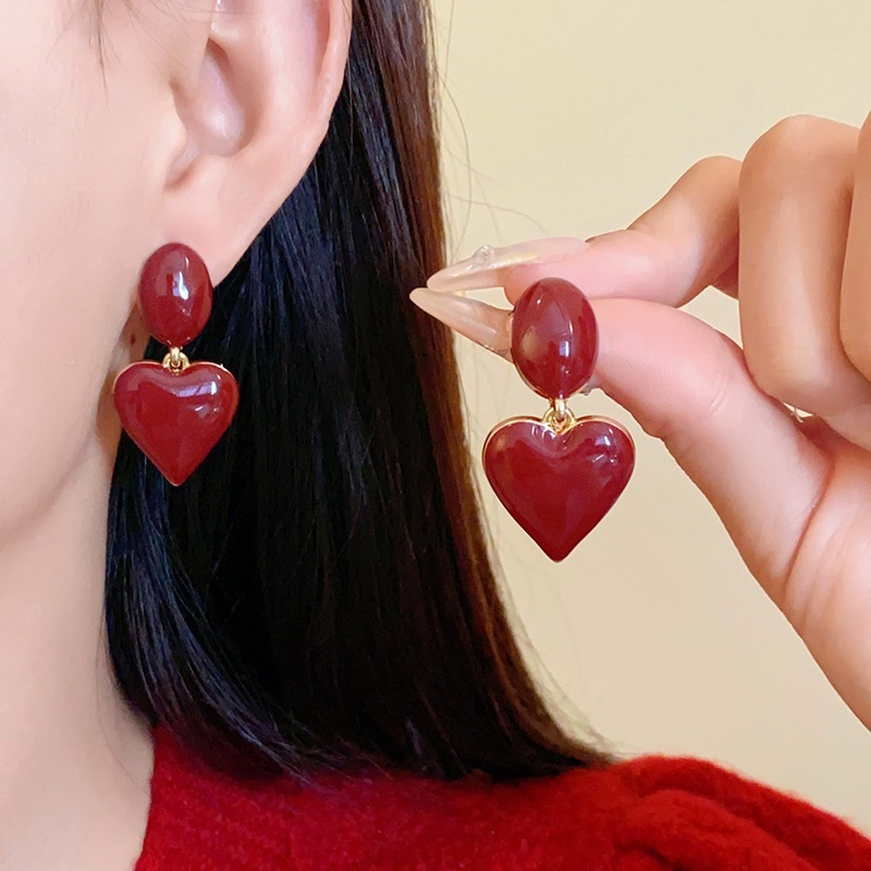 Năm Mới Bạc Kim Bông Tai Đỏ Nữ Hàn Quốc ins Thiết Kế Thời Trang Bông Tai Với Cảm Giác Cao Bông Tai Tinh Tế Bán Buôn