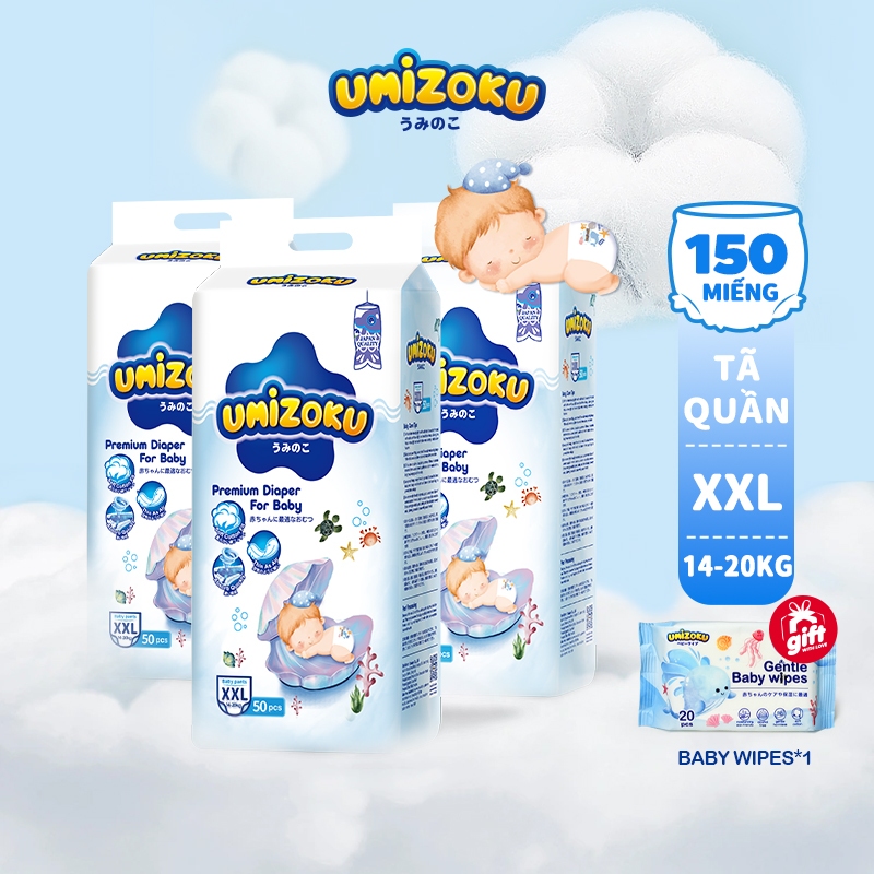 UMIZOKU 50/100 CÁI Quần Tã Thoáng Khí Cho Bé Unisex Cỡ Lớn Vừa Khô Thoáng Khí