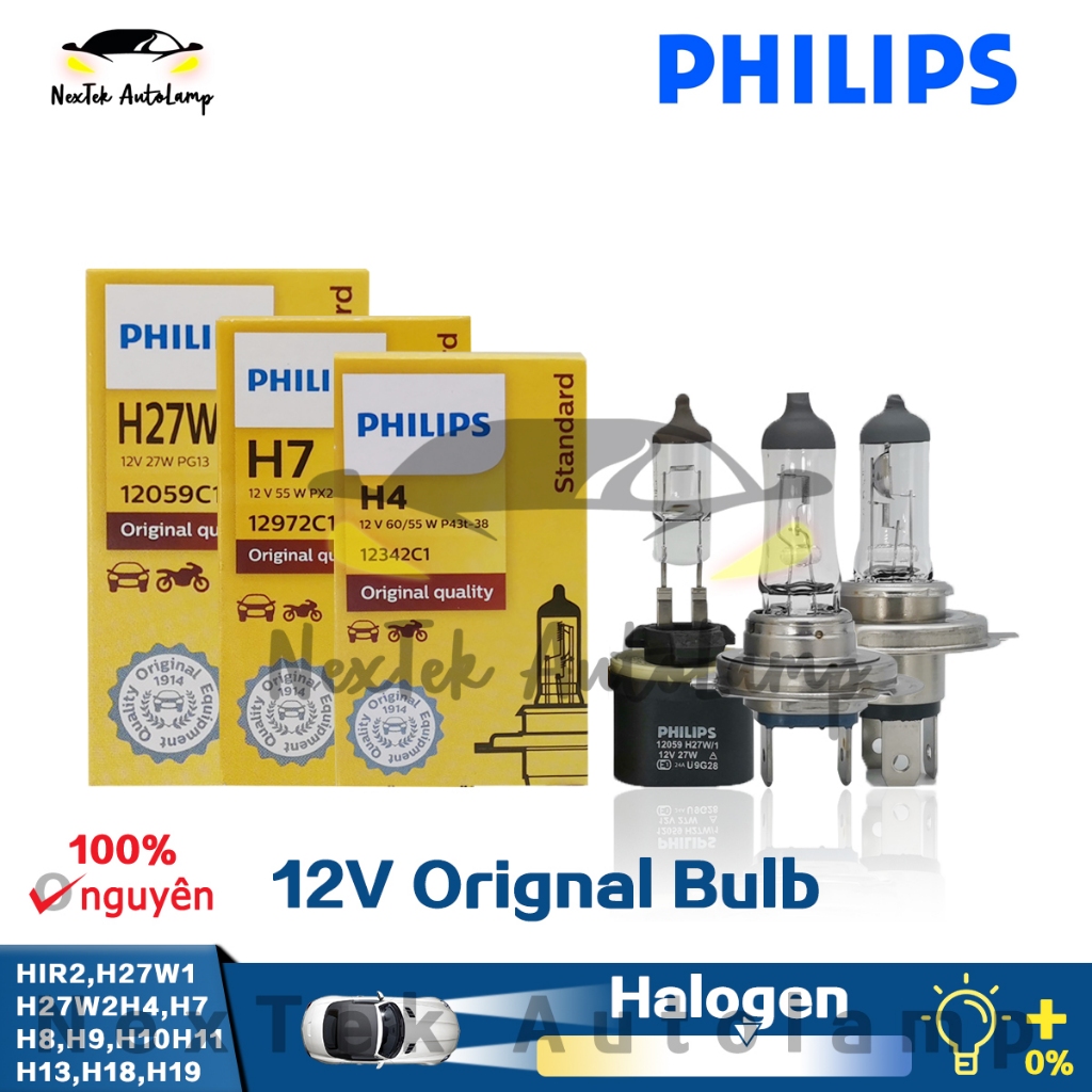 Philips Vision HIR2 H4 H7 H8 H9 H11 H27W/1 12V 3200K Đèn pha halogen ...