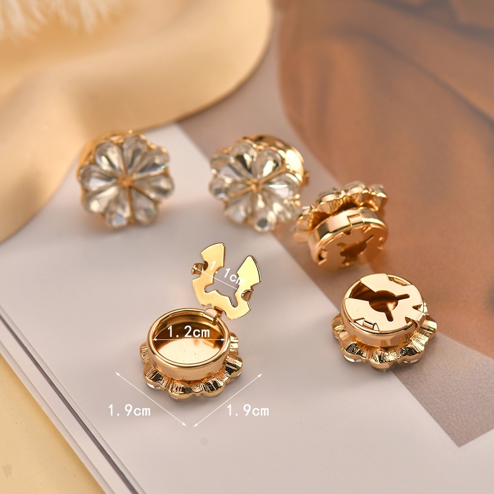 [Yunyuan] Khuy măng sét đính đá hoa Áo sơ mi trắng thời trang Nút cổ áo Khuy măng sét khí chất dành cho nữ Ánh sáng sang trọng Cao cấp tinh tế và đa năng