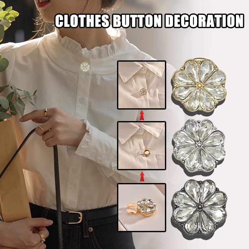 [Yunyuan] Khuy măng sét đính đá hoa Áo sơ mi trắng thời trang Nút cổ áo Khuy măng sét khí chất dành cho nữ Ánh sáng sang trọng Cao cấp tinh tế và đa năng