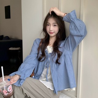 Áo sơ mi nữ dài tay dáng rộng phong cách Hàn Quốc
