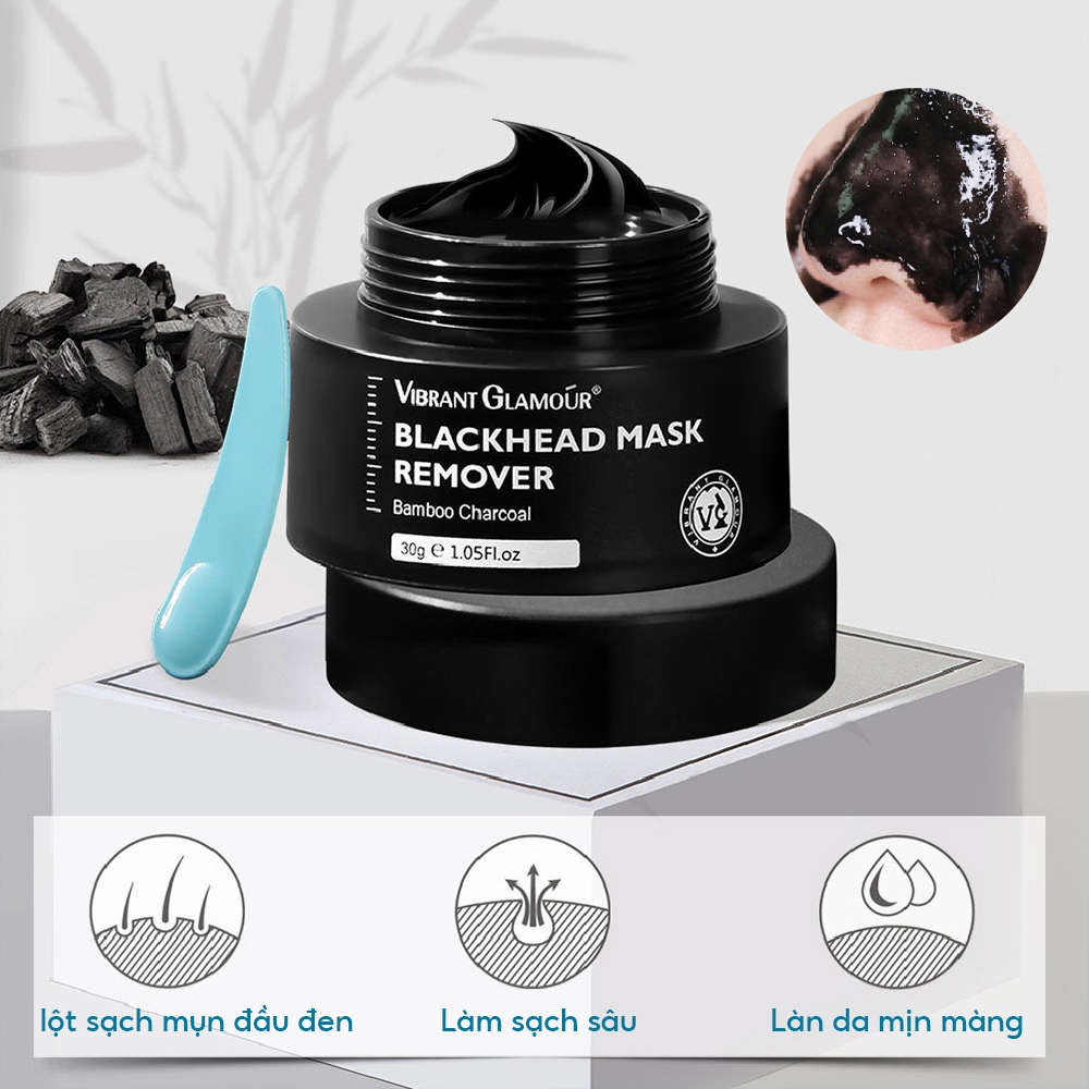 Ảnh Mặt nạ than tre VIBRANT GLAMOUR lột mụn đầu đen mũi làm sạch sâu thu nhỏ lỗ chân lông dưỡng ẩm kiểm soát dầu cho da 30g 2