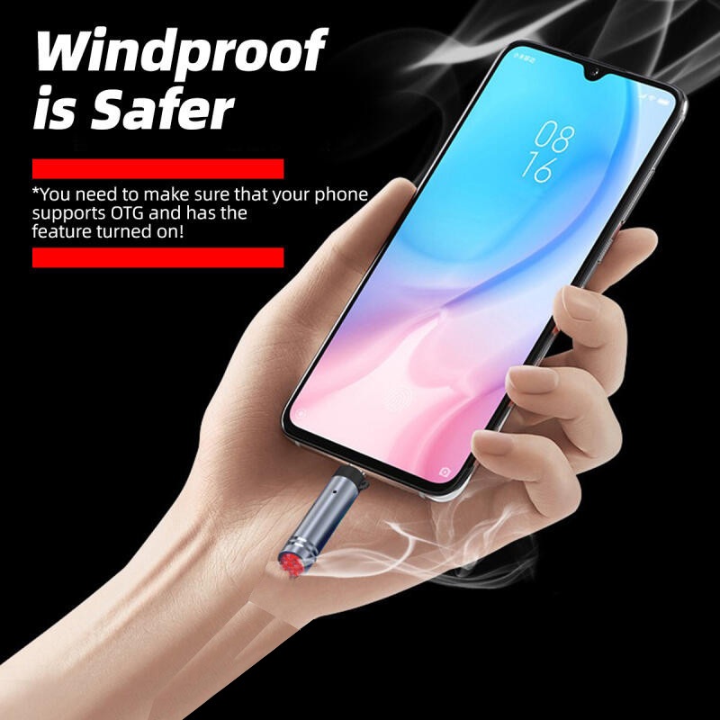 Ảnh Hdoorlink Loại C Sưởi Ấm OTG Chuyên Dụng Mini Ngoài Trời Lửa Di Động Chống Gió Sạc Đặc Biệt Adapter 4