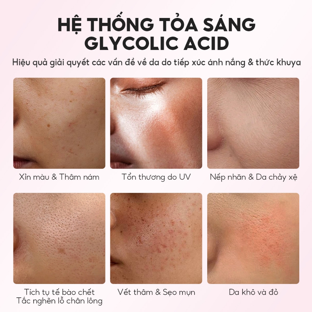 Ảnh Combo Kem Dưỡng Glycolic Acid VIBRANT GLAMOUR Bảo vệ ban ngày + Sửa chữa ban đêm，Dưỡng trắng & Làm mờ vết thâm & Chống lão hóa & Tẩy da chết 2