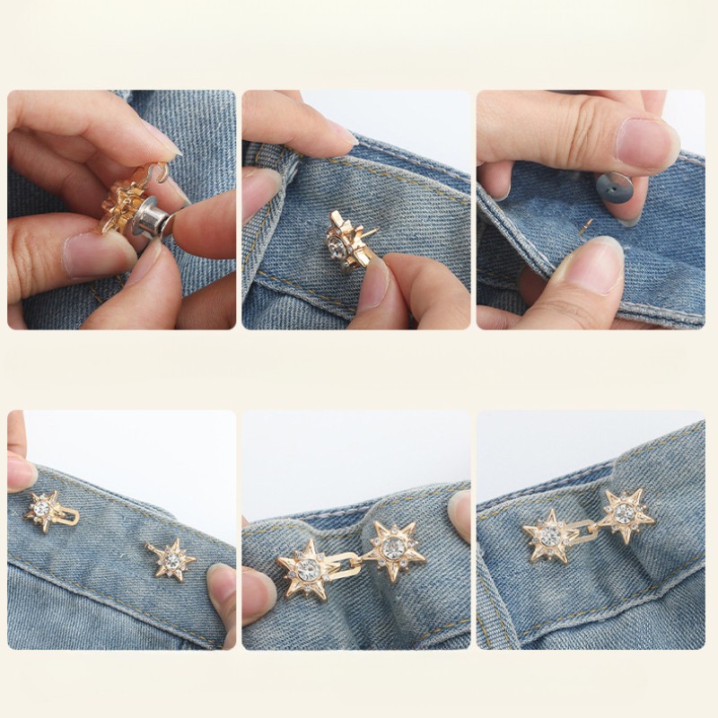 [Yunyuan] Khóa thắt lưng ngôi sao nhỏ đa phong cách Thắt lưng có thể tháo rời Bộ điều chỉnh đàn hồi Bộ điều chỉnh quần áo thời trang cỏ ba lá bốn lá