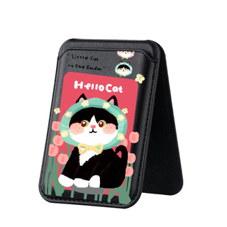 Hoa Bandana Mèo Đen Họa Tiết Ví Cho iPhone 16 16promax 15 14 13 12 11 Pro Max Plus Thẻ Da Điện Thoại Giá Đỡ Cho Vỏ Điện Thoại Túi Bảo Vệ