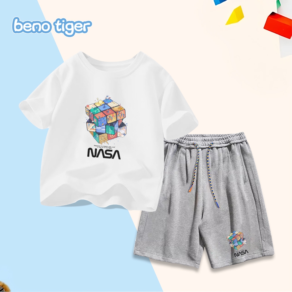 Bộ đồ trẻ em BenoTiger với họa tiết dễ thương - Chất vải cotton mềm mại, thoáng mát, phù hợp với nhiều kích cỡ cho bé.