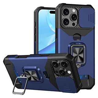Ốp Cứng Chống Sốc Có Khe Cắm Thẻ Đế Kim Loại Cho Iphone 11 12 13 Mini Pro Max