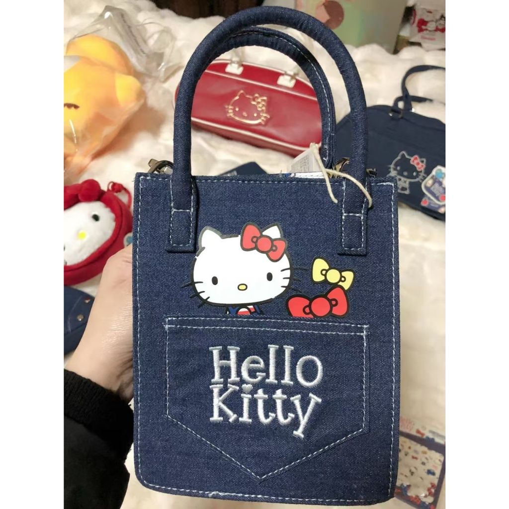 Túi đựng điện thoại đeo chéo Denim thời trang Kitty