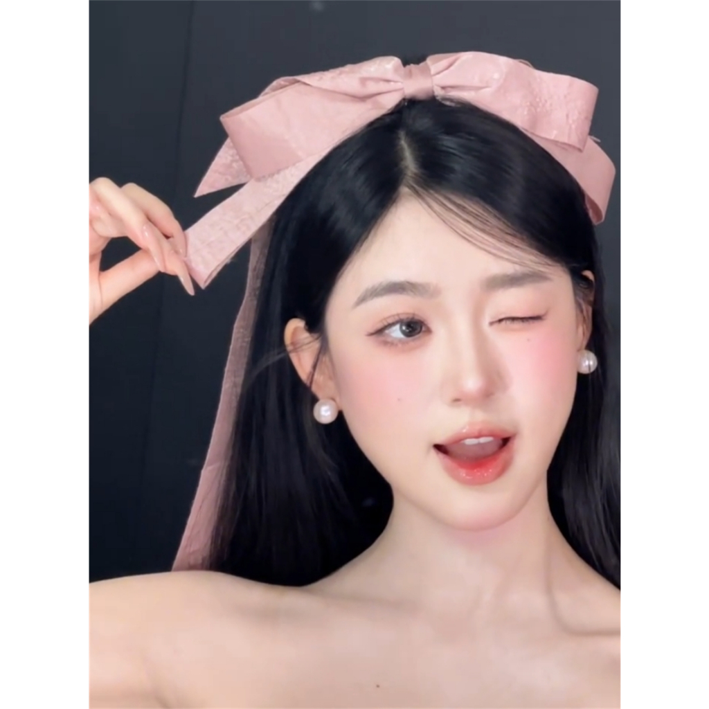 Phụ Nữ Phong Cách Ngọt Ngào Nơ Quá Khổ Streamer Tóc