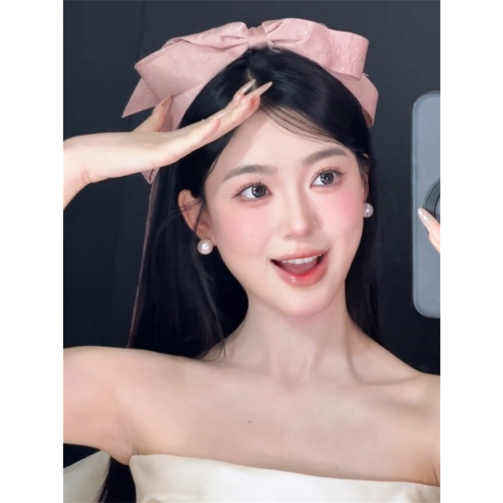 Phụ Nữ Phong Cách Ngọt Ngào Nơ Quá Khổ Streamer Tóc