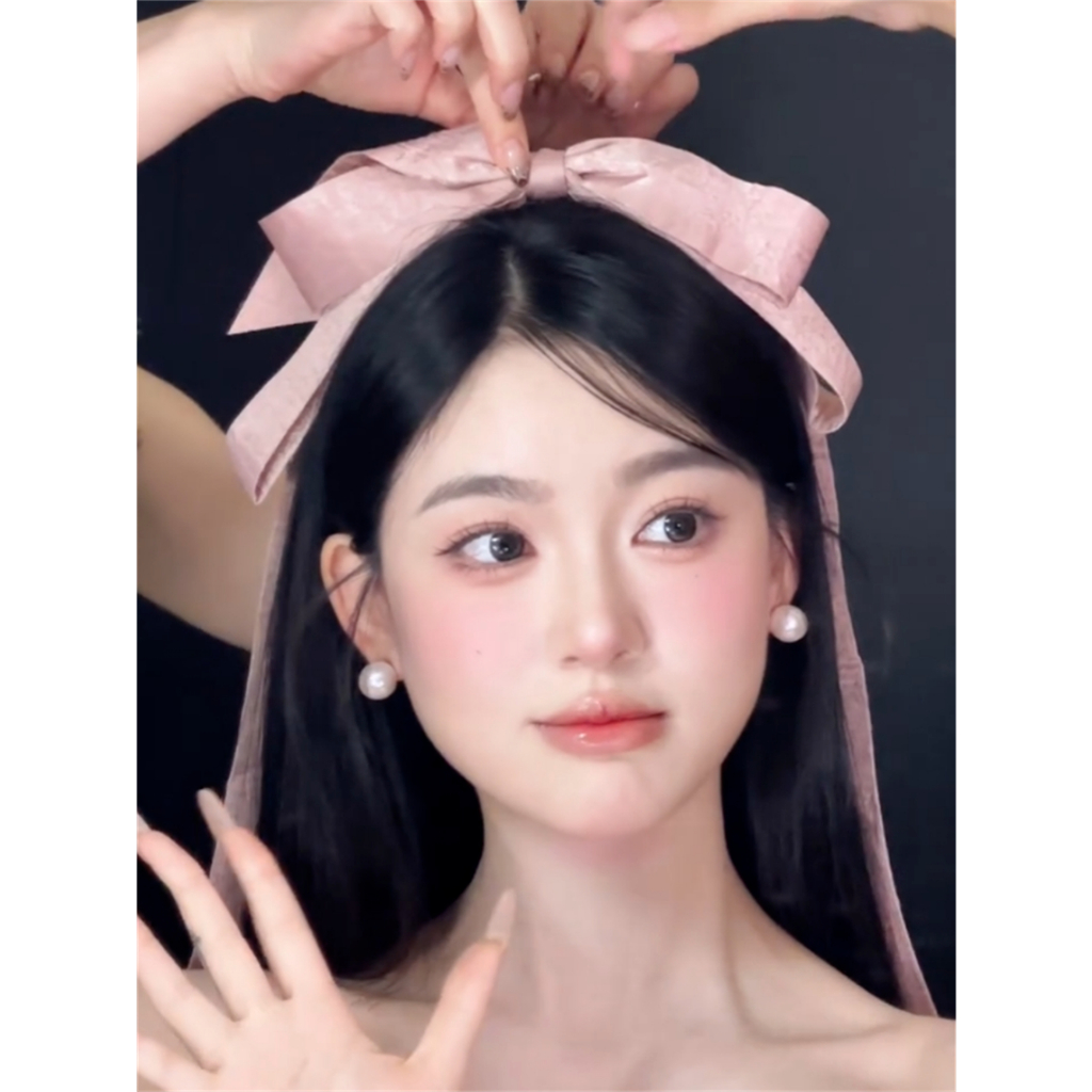 Phụ Nữ Phong Cách Ngọt Ngào Nơ Quá Khổ Streamer Tóc
