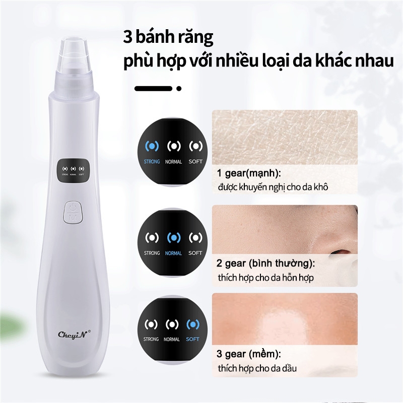 Ảnh CkeyiN Máy hút mụn đầu đen làm sạch lỗ chân lông kèm 5 đầu hút chuyên dụng máy hút mụn cầm tay MR596 3