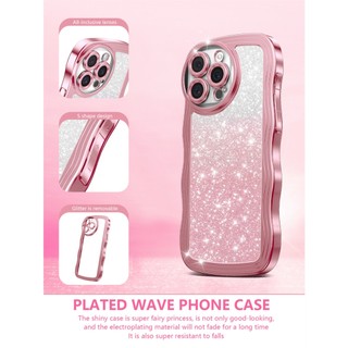 Ốp Điện Thoại Bling Khung Lấp Lánh Mạ Sóng Tương Thích Cho Iphone X XS XR 7 8 11 Plus Pro Max SE 2 3 2020 2022 Ốp Lưng TPU Mềm Chống Sốc