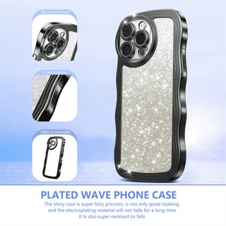 Ốp Điện Thoại Bling Khung Lấp Lánh Mạ Sóng Tương Thích Cho Realme C11 2020 C51 C53 C55 C61 C63 C65 Narzo N53 N63 Note 50 60 4G Ốp Lưng TPU Mềm Chống Sốc