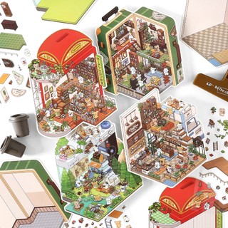 Enwei 3 Cái [Dòng cửa hàng nhỏ] Nhãn dán nhật ký 3D dễ thương Nhãn dán chống nước Giấy Scrapbooking Chất liệu Sổ lưu niệm Bộ