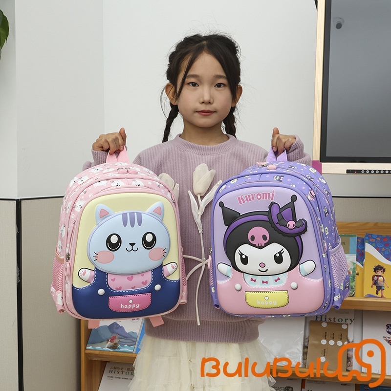 Ba lô bé trai bé gái Kawaii hoạt hình mèo chống thấm nước Ba lô đi học dung tích lớn cho vườn thú, cắm trại, đi chơi 3-6 tuổi
