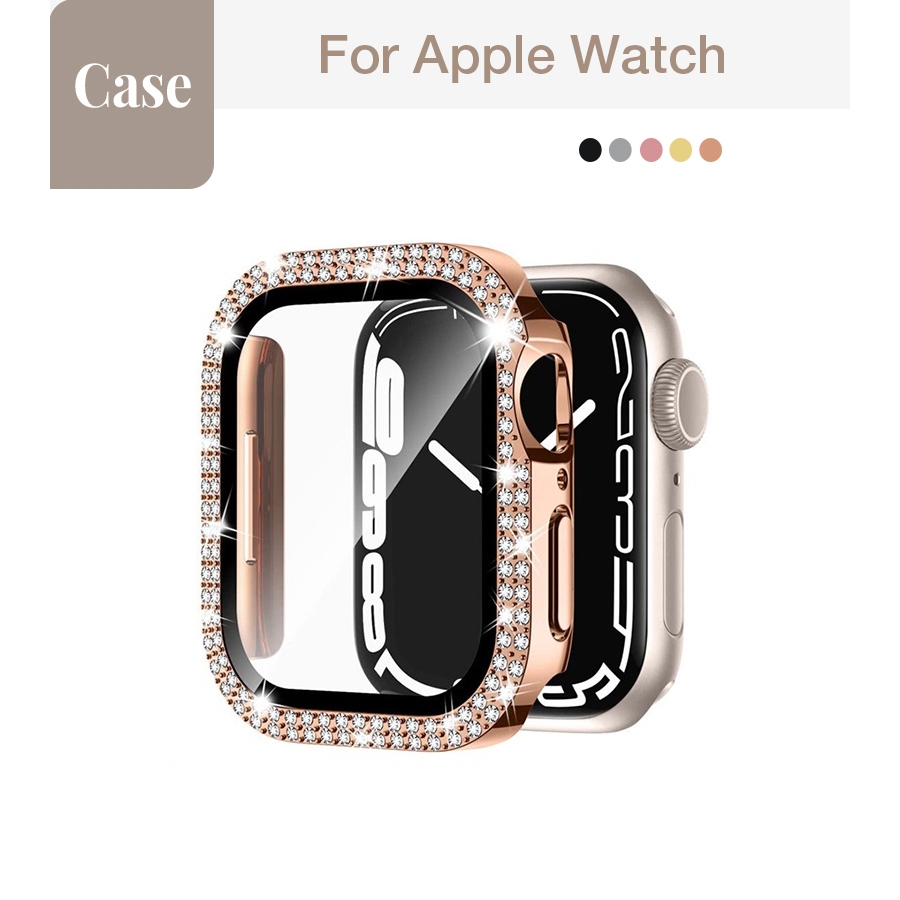 Ốp bảo vệ chống va chạm chống va chạm hai hàng kim cương hai hàng dành cho Apple Watch S11 S10 SE3 S9 S8 S6 S5 S4 45mm 41mm 46mm 42mm Vỏ Iwatch
