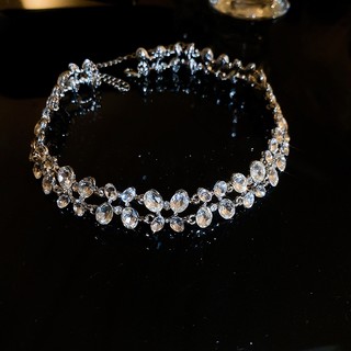Vòng cổ nữ choker kim cương flash hai lớp dây chuyền xương đòn thời trang và cao cấp dành cho