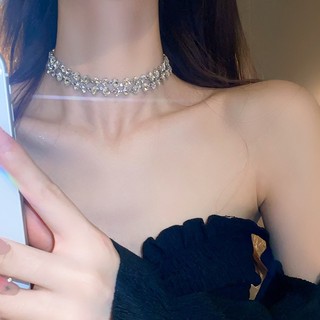 Vòng cổ nữ choker kim cương flash hai lớp dây chuyền xương đòn thời trang và cao cấp dành cho