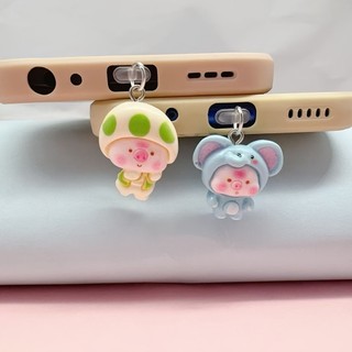 Điện Thoại Di Động Chống Bụi Cắm DIY Nhựa Hoạt Hình Dễ Thương Cross-Dressing Piglet Mặt Dây Chuyền Nhỏ Lỗ Điện Thoại Di Động Chống Bụi Cắm