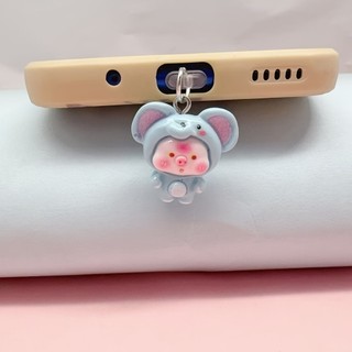 Điện Thoại Di Động Chống Bụi Cắm DIY Nhựa Hoạt Hình Dễ Thương Cross-Dressing Piglet Mặt Dây Chuyền Nhỏ Lỗ Điện Thoại Di Động Chống Bụi Cắm