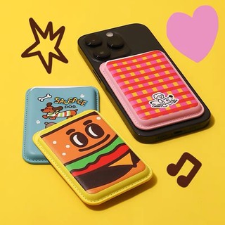 Cá Tính Hamburger Họa Tiết Con Chó Con Ví Đựng Thẻ Cho iPhone 15pro 15promax 14 14promax 14 Pro 16 16plus 16 Pro Max 13 12Pro 11