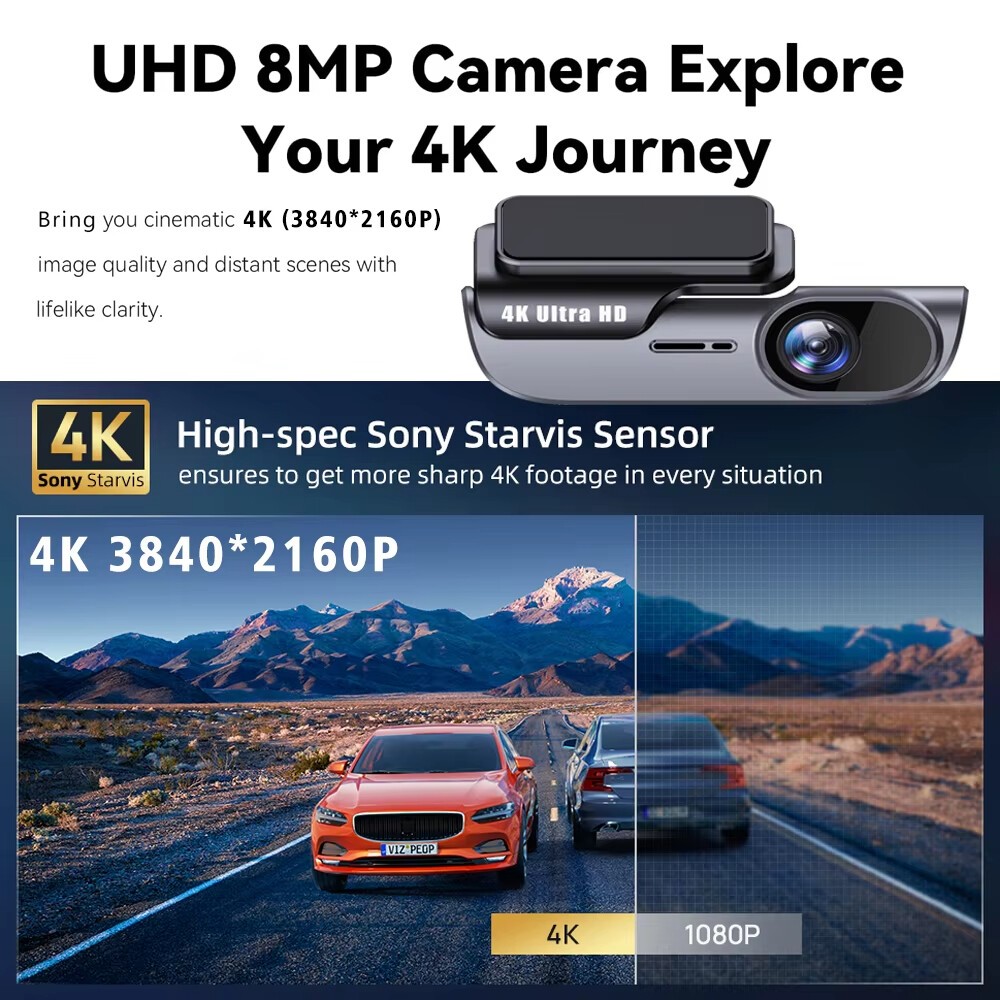 Ảnh Elkeva 4K WiFi Ống Kính Đơn Dash Cam Xe DVR Góc Rộng Siêu Sao Tầm Nhìn Ban Đêm Vòng Ghi Âm Phụ Kiện Xe Hơi 2