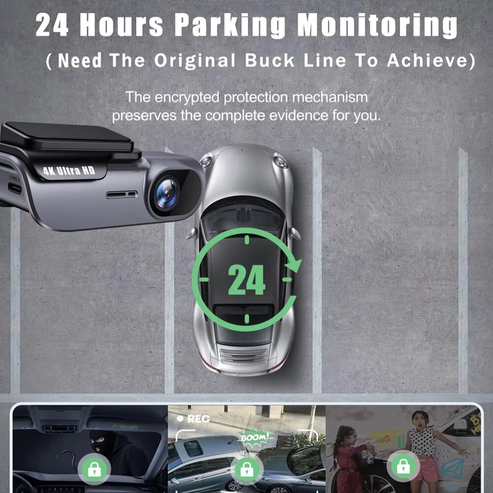 Ảnh Elkeva 4K WiFi Ống Kính Đơn Dash Cam Xe DVR Góc Rộng Siêu Sao Tầm Nhìn Ban Đêm Vòng Ghi Âm Phụ Kiện Xe Hơi 3
