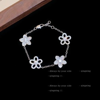 lắc tay hoa mai đính đẹp Phong cách Hàn Quốc vòng tay bạc nữ Sáng bóng Thời trang cấp