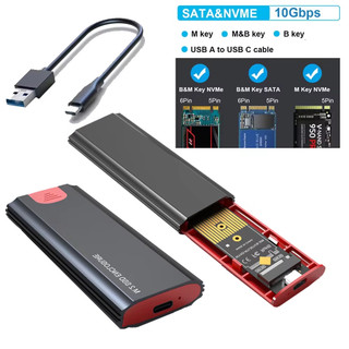 Ốp lưng SSD M2 10Gbps M.2 NVMe NGFF SATA SSD Enclosure Adapter USB 3.1 Gen2 USB-C Vỏ ngoài Phụ kiện PC Hỗ trợ phím M / B và B & M