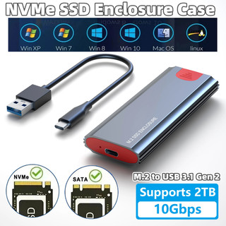 Ốp lưng SSD M2 10Gbps M.2 NVMe NGFF SATA SSD Enclosure Adapter USB 3.1 Gen2 USB-C Vỏ ngoài Phụ kiện PC Hỗ trợ phím M / B và B & M