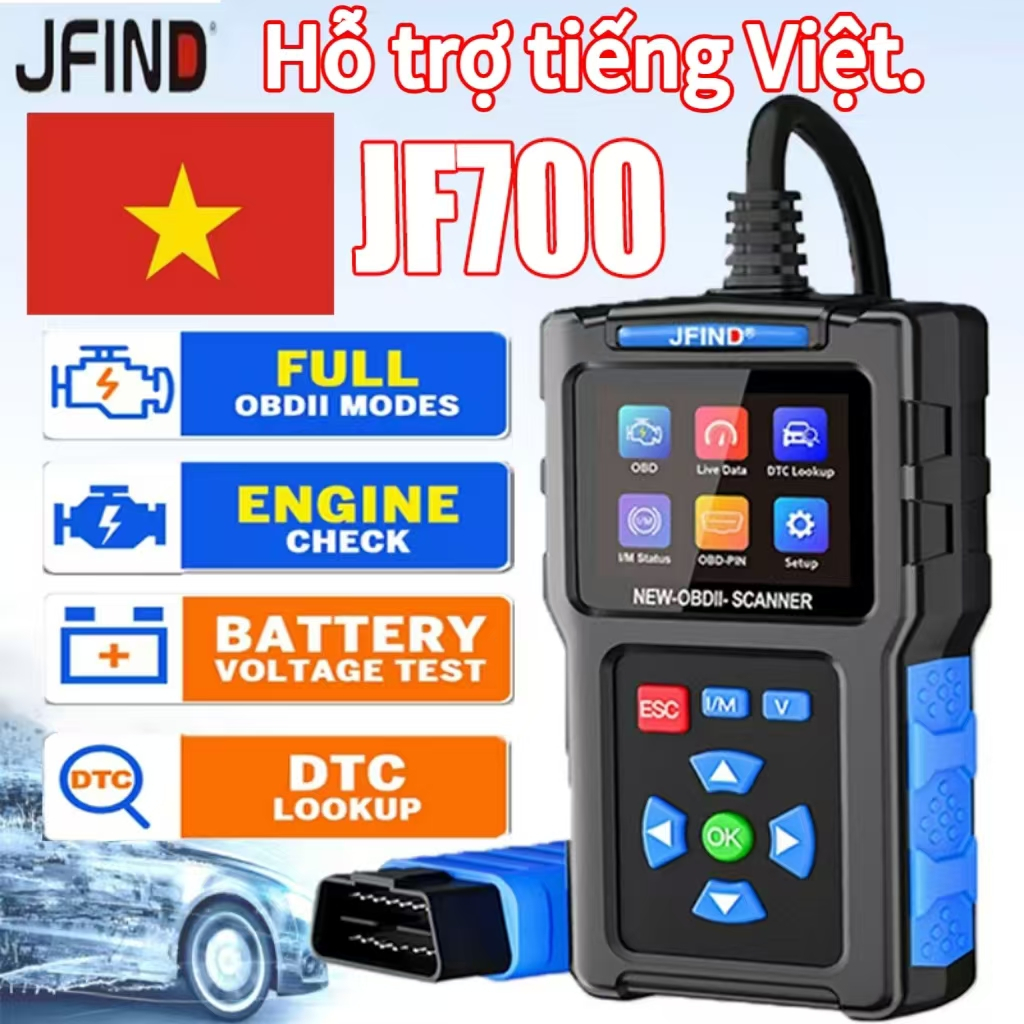 【Hàng giao ngay】Jfind JF700 JF327 Hỗ trợ tiếng Việt. Máy Quét Ô Tô Xe Máy Rõ Ràng Động Cơ Kiểm Tra Mã Lỗi Phân Tích Cho Xe Honda Yamaha Adapter Cáp Nối Dài OBD2 ELM327 Động Cơ Ô Tô Công Cụ Sửa Chữa
