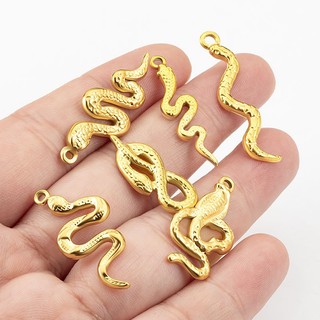Thép không gỉ Rắn Mặt Dây Chuyền Tự Làm Trang Sức Vòng Cổ Vòng Tay Phụ Kiện Trung Quốc Cung Hoàng Đạo Rắn Vàng 18k Hổ Mang Charm
