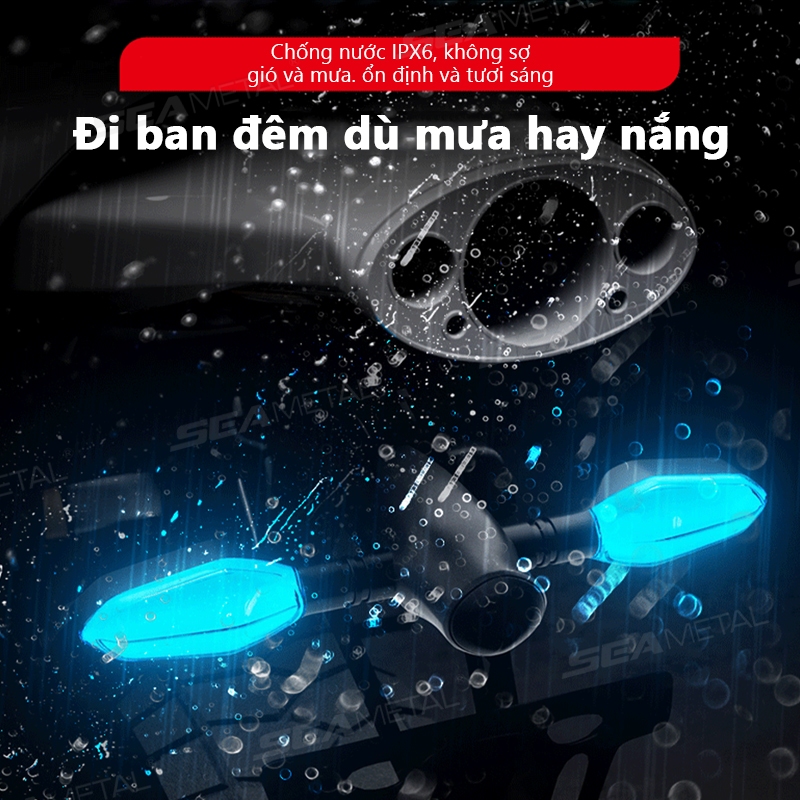 SEAMETAL Bộ 2 Đèn Xi Nhan LED Xe Mô Tô, Đèn Chiếu Màu, Chế Độ Chảy Flash
