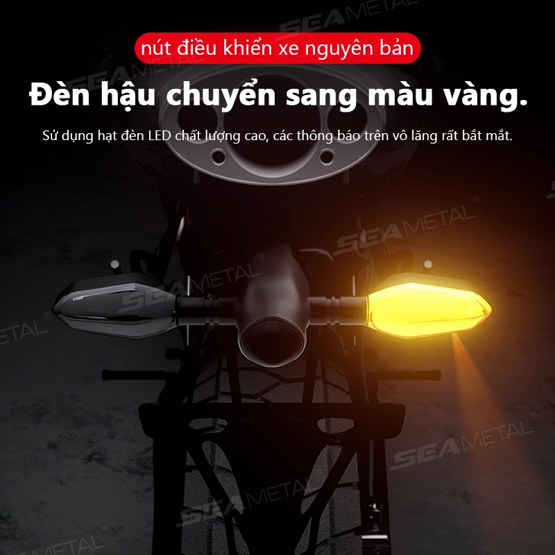 SEAMETAL Bộ 2 Đèn Xi Nhan LED Xe Mô Tô, Đèn Chiếu Màu, Chế Độ Chảy Flash
