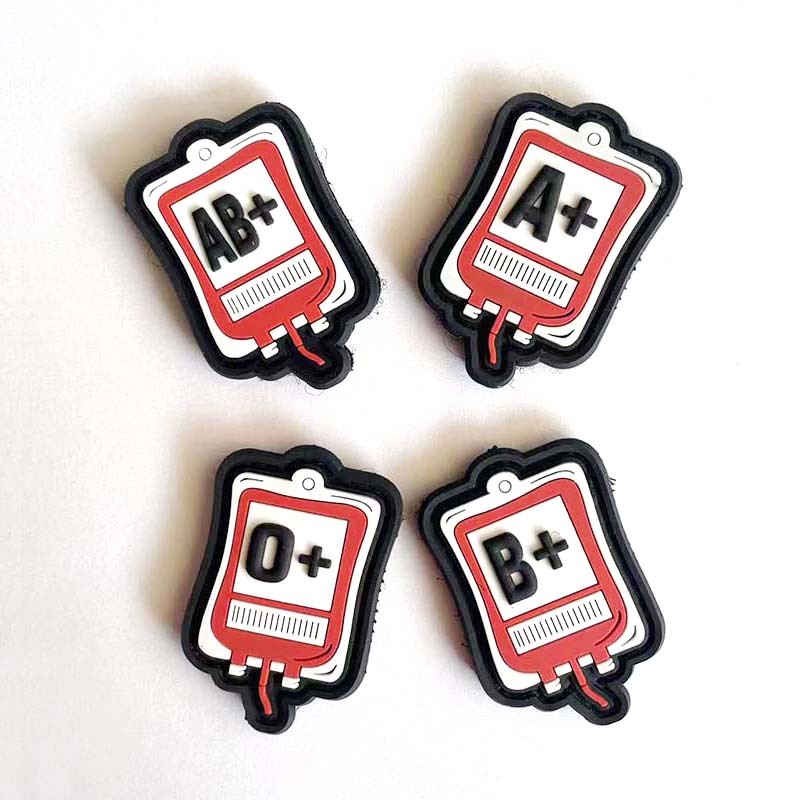 2 Toppe Con Gruppo Sanguigno 3D In Gomma PVC A B AB O O Toppe In - Foto 12