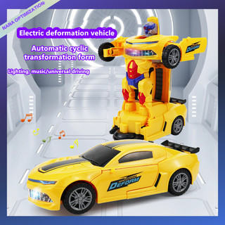 Điện đóng thế xe biến dạng robot âm nhạc chiếu sáng đa năng lái xe điện đồ chơi trẻ em