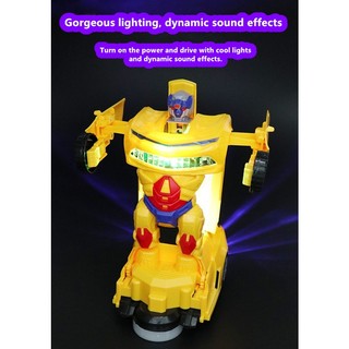 Điện đóng thế xe biến dạng robot âm nhạc chiếu sáng đa năng lái xe điện đồ chơi trẻ em